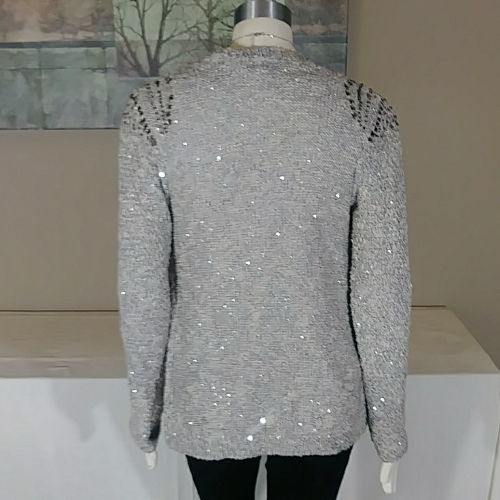3 for $15 - Sz S Neutral, Sparkly Cardigan - Picture 4 of 7
